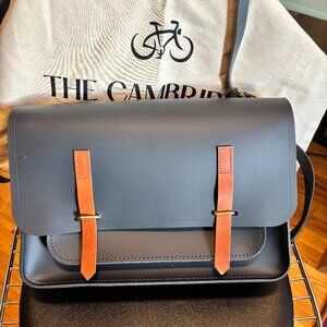 Cambridge Satchel Company Navy Leather Messenger Laptop Bag Travel NWT !!!